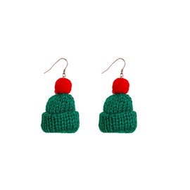 Christmas Hats Knitted Earrings for Women Cute Knitted Santa Hat Dangle Drop Earrings Winter Earrings Cute Christmas Gifts for Women (Green)
