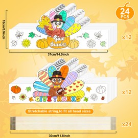 Color Your Own Turkey Crowns,24Pcs Thanksgiving Turkey Coloring Crowns Paper Turkey Hats Thanksgiving Crafts for Kids Family Classroom School and Holiday Craft Activity