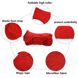 Geyecete Dog Drying Coat - Absorbent Robe & Cat Bathrobe - Microfibre Fast Drying Super Absorbent Towel - Red - XXXL