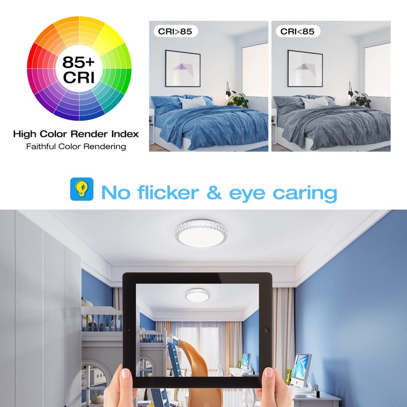 OOWOLF LED Ceiling Light, 40W 15.4 Inch Dimmable Ceiling Light