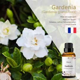 Gardenia Essential Oil, Esslux Aromatherapy Essential Oils for Diffuser, Massage, Soap, Candle Making, Perfume, 30 ml