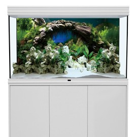 AWERT 30x12 inches Arch Stone Aquarium Background River Bed & Lake Aquarium Vinyl Background Aquatic Plant Fish Tank Background