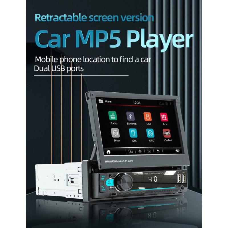 ESSGOO Flip Out Single 1 DIN 7" Car Stereo Touch