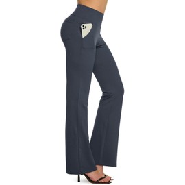 TSLA Women's Yoga & Dress Pants, Office Business Casual Work Slacks, Stretch Straight Leg/Bootcut Pants with 4 Pockets, Slacks Black, Large