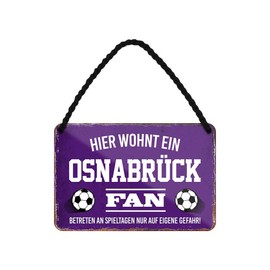 Osnabrück Fan Tin Sign - Metal Sign with Cord and Suction Cup - Hanging Sign for Fans Ultras Pendant Enthusiasts - Wall Decoration Door Decoration for Man Cave, Teenager's Room, Workshop, Living Room