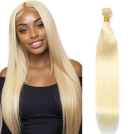Lakaisa Straight Human Hair Bundles #613 Blonde Human Hair Extensions Human Hair Weft Extensions Sew-in Hair Single Bundle Real Hair Low Shedding for Woman 16 Inches