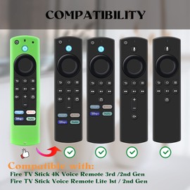 Universal Firestick Remote Cover Glow in The Dark - TV Stick 4k Remote Cover 2nd/3rd Gen, Firestick Remote Case Anti Slip Silicone Sleeve (Green)