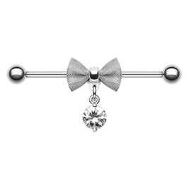 Covet Jewelry Adorable Mesh Bow-Tie Industrial Barbell