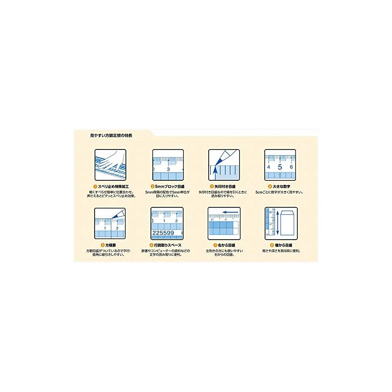 reimei藤井 Easy-to-Read Grid Ruler 15 cm Ruler ajh158