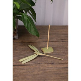 Bamboo Dragonfly Set Mortise-Tenon Balance Dragonfly with Square Stable Base Bamboo Toy Balancing Dragonflies for Desk Home Decor Birthday Gifts,Green