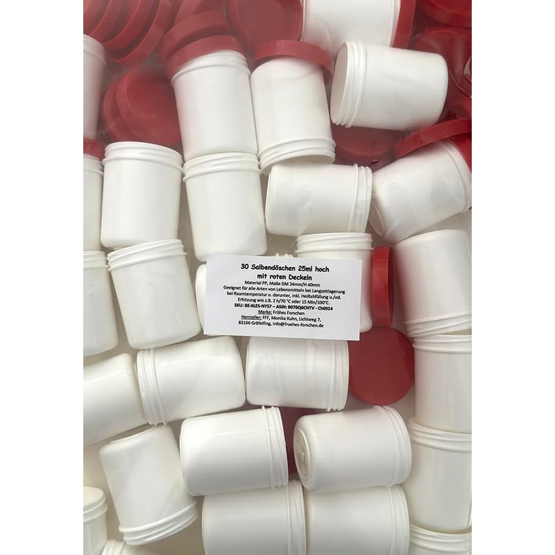 FRÜHES FORSCHEN 30 high ointment cans, 25 ml, white with