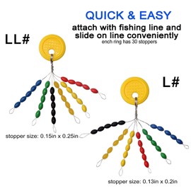 Fishing Bobber Stoppers Rubber Oval Floats, Fishing Sinkers Fishing Line Stop Stoppers Space Beans Slide Saltwater Fishing Tackle Accessories, Colorful, 300pcs, L