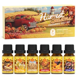 SoulOrigin Soulorigin Harvest Fragrance Oils Set, Essential Oil for Diffuser, Fall Diffuser Oil, Use for Soap Candle Making-Crisp Apple cider, Pear&Honey, Golden Hayfield, Maple Grove, Harvest Pumpkin,Autumn Fig