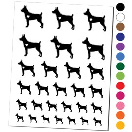 Rat Terrier Dog with Heart Temporary Tattoo Water Resistant Fake Body Art Set Collection - Black (One Sheet)