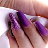24PCS Women's Bling Press On Nails Coffin - Matte Purple
