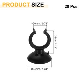 sourcing map 20Pcs Aquarium Suction Cup Clips, 20mm Airline Tube Holders Clamps Cup Holder Sucker Tube Sucker for ID Airline Tubing Fish Tank, Black