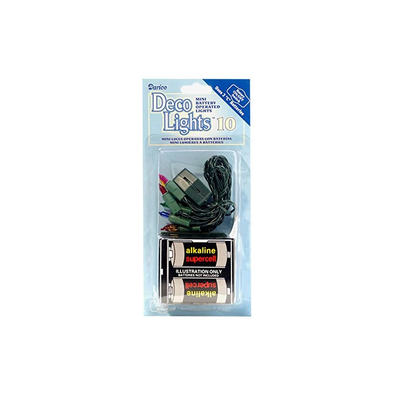 Darice Deco Lights 10 Count Green Cord Batteries Required, Color