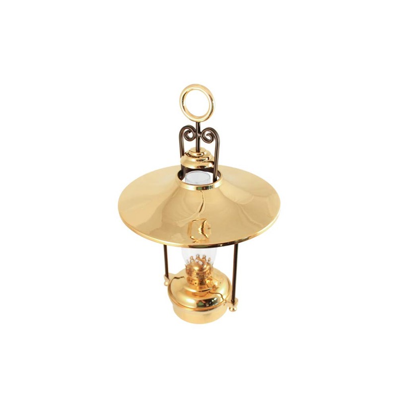 Vermont Lanterns Hanging Oil Lamp - Brass Dorset 14" w/Shade