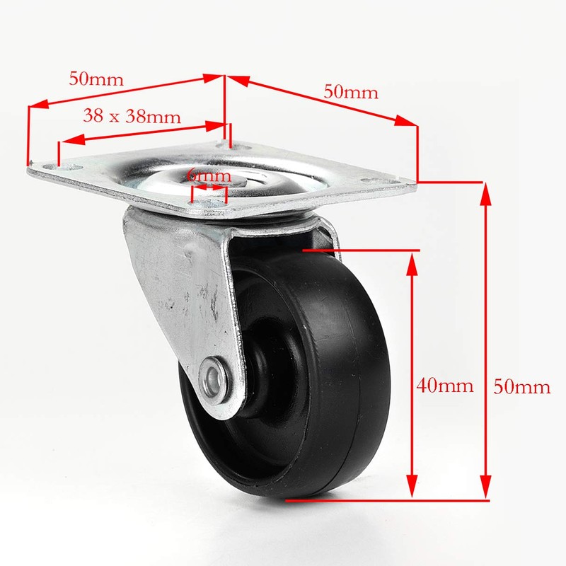 British Manufactured - 4 Castor Wheels | 40mm Swivel Furniture,