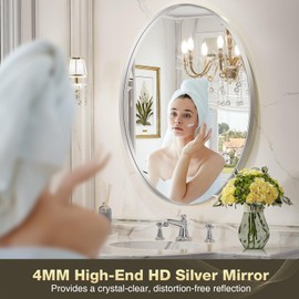 Brightify Silver Oval Mirror for Bathroom 22x30 Inch, Oval Vanity Mirror Silver Metal Frame, Modern Wall Mirror for Bedroom Living Room Farmhouse Fireplace Entryway, Hangs Horizontal or Vertical