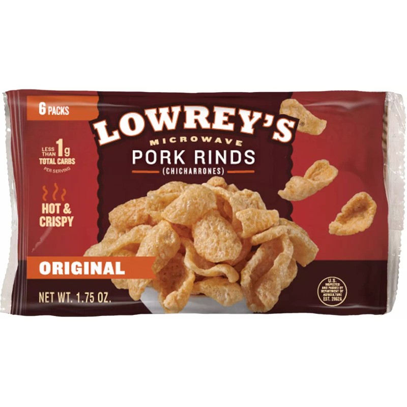 Lowrey'S Bacon Curls Microwave Pork Rinds Chicharrones Original Pack of