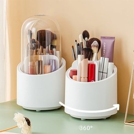 Large Capacity 360° Rotating Multi-purpose Organizer with Dust Cover for Brushes, Eyeshadows & Stationery NO.2 10ea