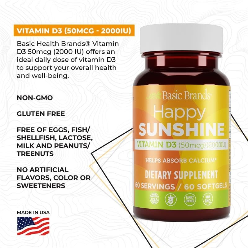 Basic Brands Happy Sunshine Vitamin D3 – 2000 IU (50
