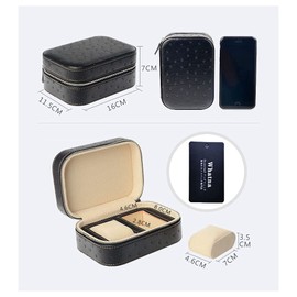 Whatna Ostrich Embossed Genuine Leather Watch Case, 2 Pieces, Wristwatch, Storage Box, For Interia, Thick, Leather, Leather, Waterproof, Shockproof, Storage Case, For Travel, Business Trips, Carrying,