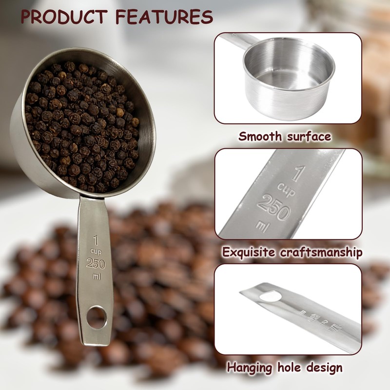 6 pcs 1 Cup Measuring Cup, Stainless Steel Measuring Cups,