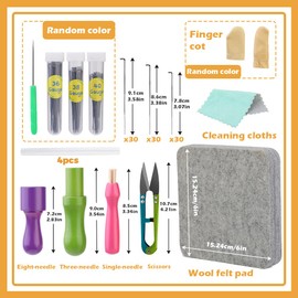 SOCNITC 99 Pcs Needles Felting Tools Needles Wool Felting Soft Needle Felting Pad with 3 Sizes Felting Needles for Needle Felting Craft DIY