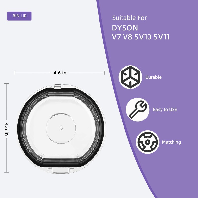 Gloate Dust Bin Lid Replacement for Dyson V7 V8 SV10