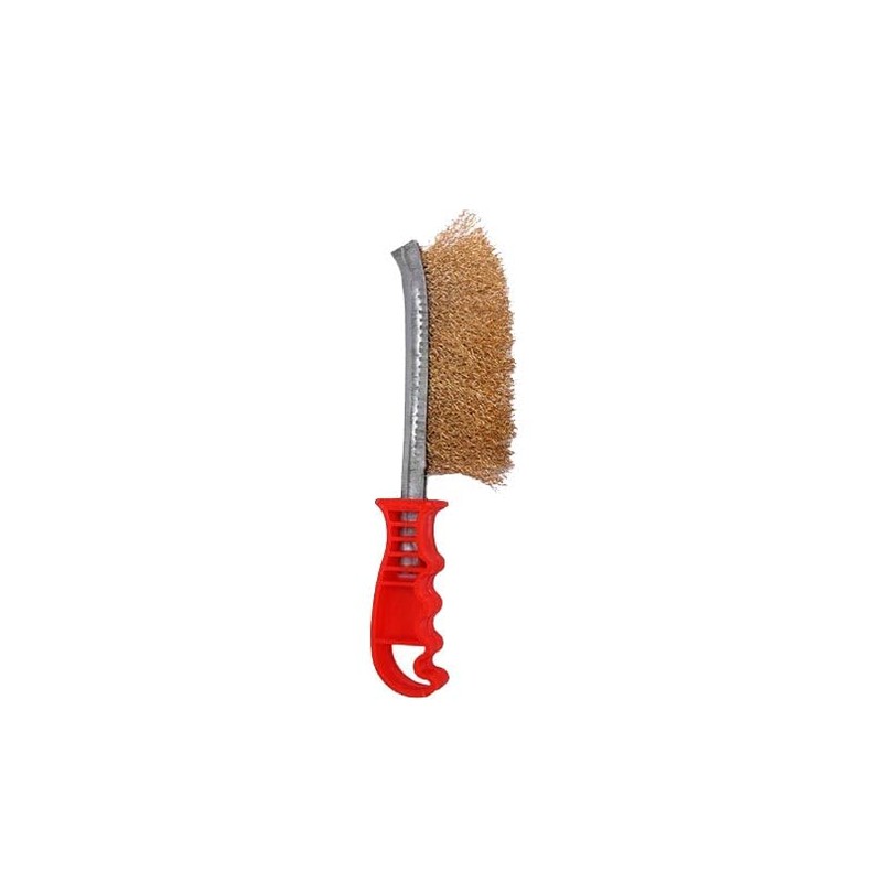 Heavy-Duty Stainless Steel Wire Brush, 235mm Length, Ergonomic Red Handle,