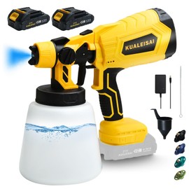 Cordless Paint Sprayer with 2 Batteries， HVLP Electric Paint Gun, 4 Copper Nozzles & 3 Spray Patterns 1000ML