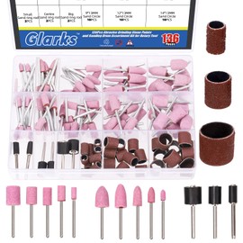 Glarks 136Pcs Abrasive Grinding Stone Points and Sanding Drum Assortment Kit, Polishing Buffing Wheels Grinding Bits and Drum Sander Sanding Sleeves with Drum Mandrels Set for Rotary Tool