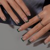 KQueenest Dark Green French Tip Press On Nails Short Square,