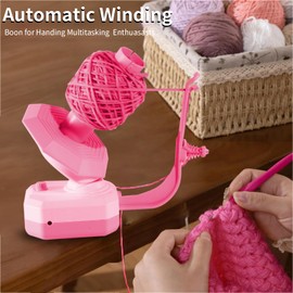 TechVizrs Yarn Winder, Electric Yarn Ball Winder for Crocheting, Yarn Knitting Loom, Automatic Yarn Spinner Wool Winder, Ideal Aid for Knitting Lovers (Pink)