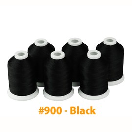 Simthread 6 Black 1000M(1100Y) Polyester Machine Embroidery Threads for Babylock Janome Singer Pfaff Husqvarna Bernina Embroidery and Sewing Machines