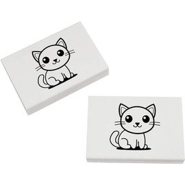 2 x 45mm 'Cute Cat Sitting' Erasers/Rubbers (ER00041642)