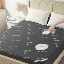 BEDLORE California King Size Mattress Protector Waterproof, Mattress Pad Fitted 6-18 Inch Deep Pocket, 3D Air Fabric Soft Double Bed Mattress Cover Noiseless Washable for Bedroom, Hotel, Gray