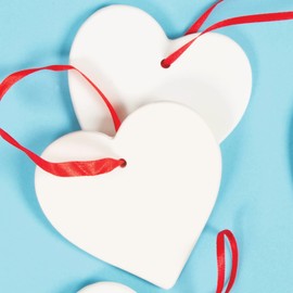 Baker Ross EV5425 Hanging Ceramic Heart Decorations (Pack of 5) For Kids to Decorate and Gift, 6cm