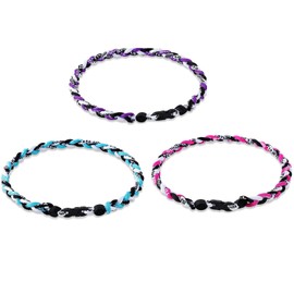 Mtxorvix 3 Pcs Baseball Rope Necklaces 3 Braided Rope Baseball Tornado Titanium Necklace Sports Necklace for Men Women Softball Sport Fans Player Assorted Colors (Style 1)