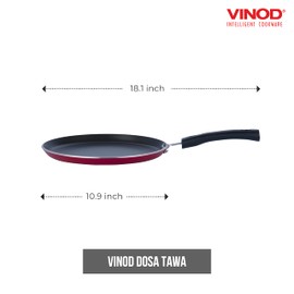 Vinod Cookware Dosa Griddle (Tawa) with Induction Base - 100% Aluminum Non Stick Pan with Anti Scratch Surface - Flat Multi Use Crepe Pan - (10 IN / 25 CM)