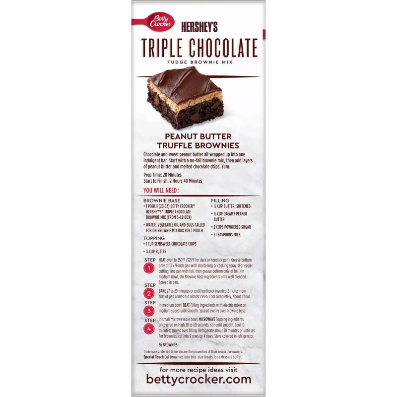 Betty Crocker Hershey’s Fudge Brownie Mix, Triple Chocolate 20 oz.
