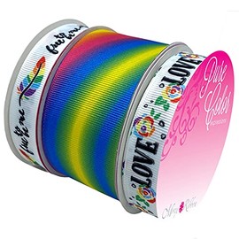 Morex Ribbon Free to be Me Ribbon, 2 x 5/8, 1.5 inches by 11 Yards, Rainbow Assorted, TM3308