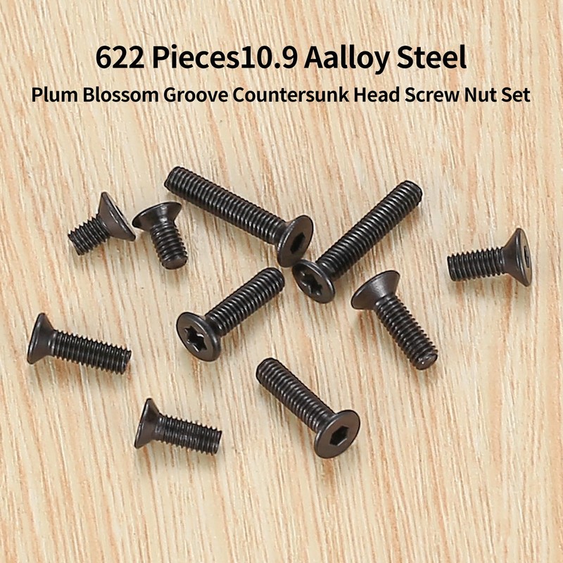 620-Piece M3 Screw Set, Countersunk Screws Set, Countersunk Hex Socket