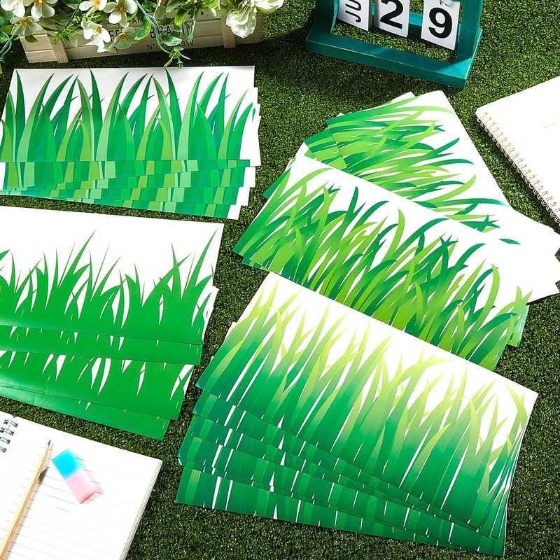 24 Pcs Green Grass Jumbo Borders Grass Boarder Trim Paper