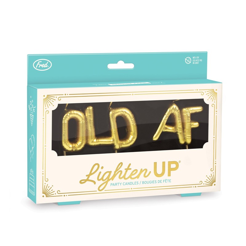 Genuine Fred Lighten UP Party Candles, Old AF, Metallic Gold