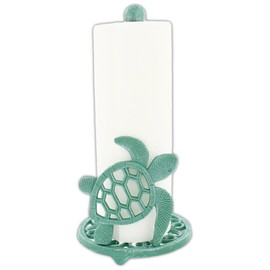 The Bridge Collection Cast Iron Paper Towel Holder with Sea Turtle Design - Beach House Kitchen Decor Accent - Beach and Coastal Themed Home Decor Accent