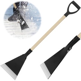 Lasnten 42 Inch Heavy Duty Stainless Steel Ice Chopper with Advanced Wooden Handle Ice Scraper Snow Removal Equipment for Driveway Sidewalk Roads