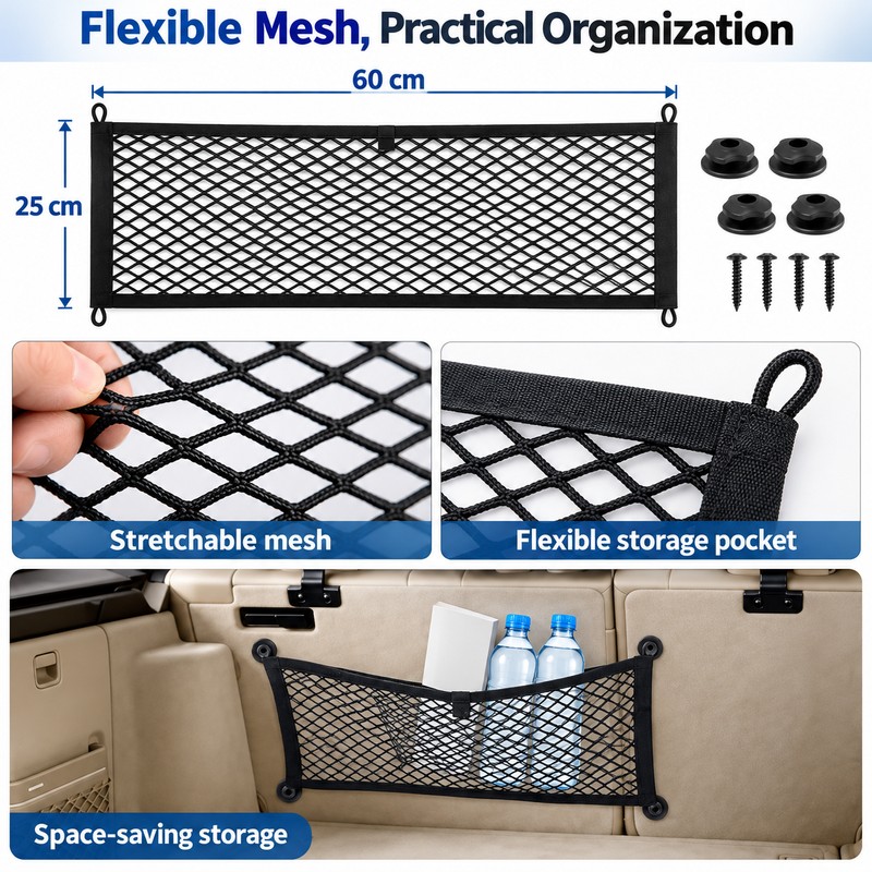 2-Pack Stretchable Car Trunk Cargo Nets for Vehicle Storage –